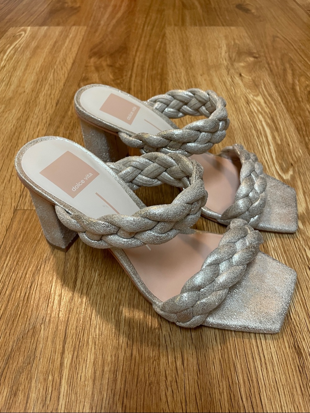 Dolce Vita Braided Gold Shimmer Block Heels Sz 6